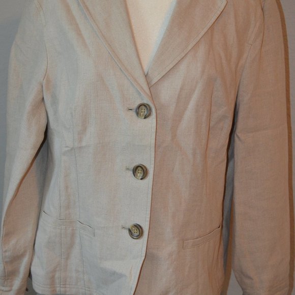 LL Bean Beige 100% Linen Jacket Sz 18 - Picture 5 of 16